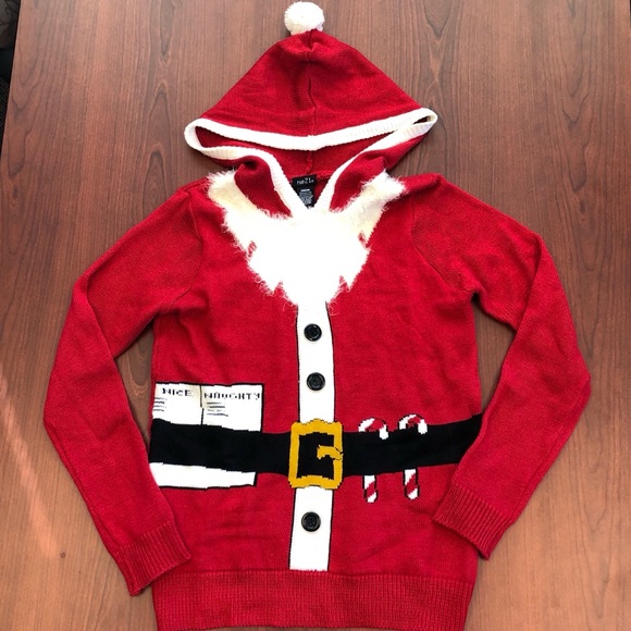 Rue21 Sweaters - Rue 21 Christmas Sweater with Santa beard & hood-M